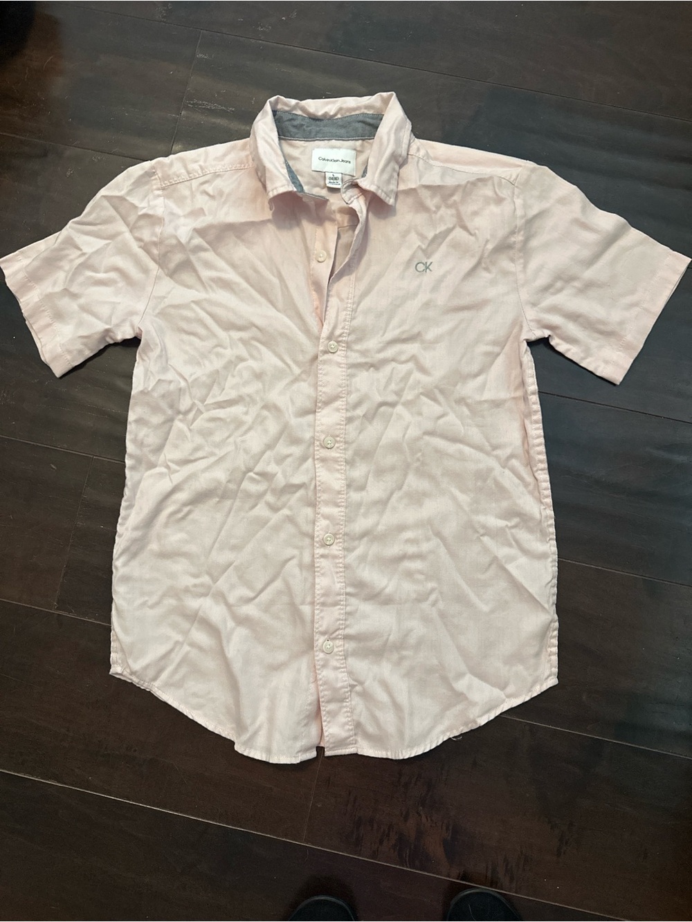 Calvin Klein Jeans Men’s Short-Sleeve Button-Down Shirt - Pale Pink